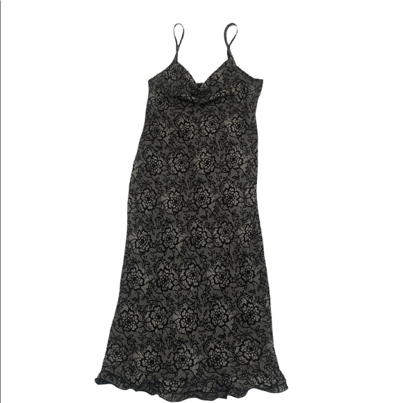 Vintage Floral Lace Printed Maxi Dress with Cowl Neck - Picture 1 of 2